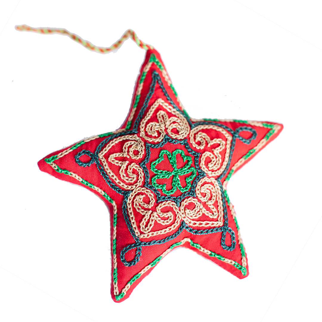 Star Ornament - Green Thread